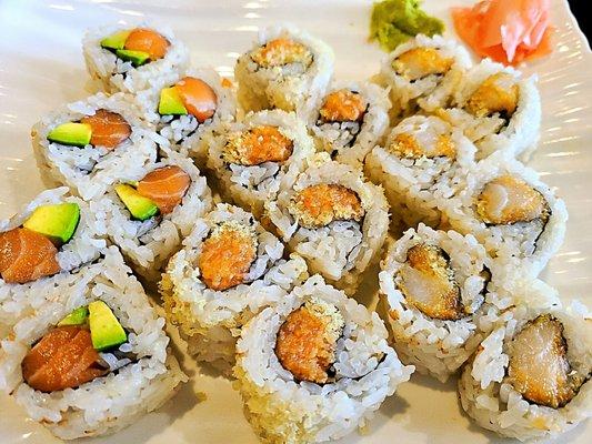 3 roll sushi lunch special, comes with soup and salad. $11.50