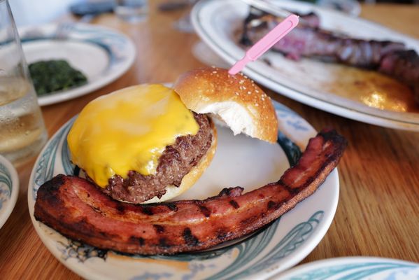 Luger burger with a side of bacon