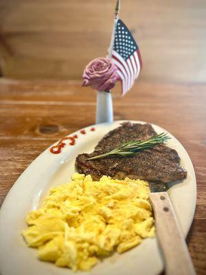 Patriotic steak & eggs