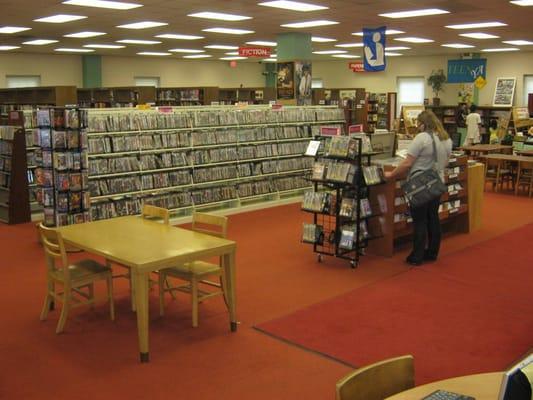 Over 5000 movies are available for a FREE two-day rental with a library card. Movies are searchable online: http://74.92.114.185