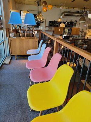 Eames dining chairs in many colors