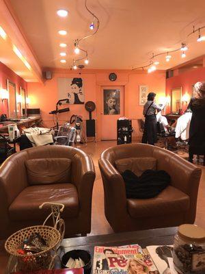 View of salon from waiting area