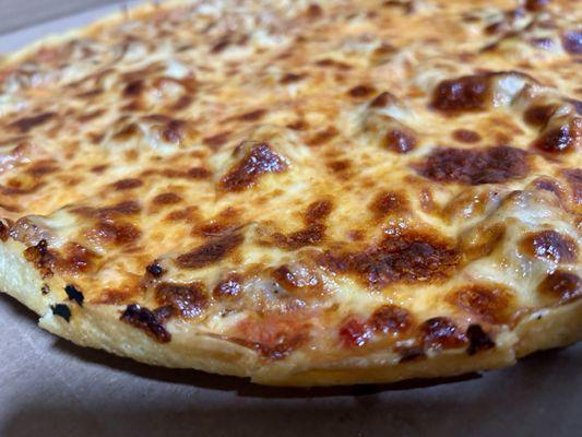 Candy crust, cheese, and sausage pizza