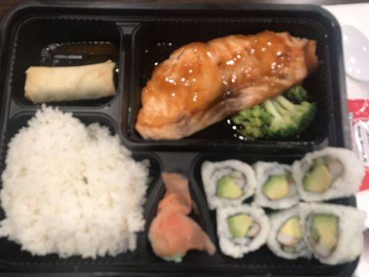 Salmon teriyaki bento box