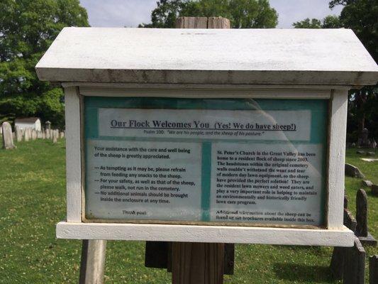 Sign in front of historic cemetery