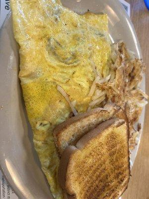 Cheese and mushroom omelette.