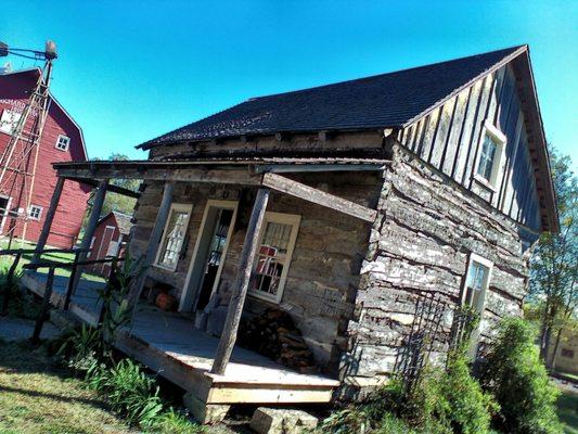 Hewn wood prairie house