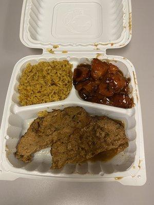 Turkey Meat Loaf Dinner with 2 Sides Yams and Rice