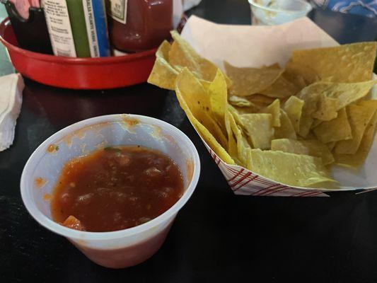 Complimentary chips and salsa, all Mexican Town quality, shortly after you have a seat.