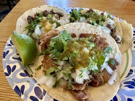 Pork and Asada tacos