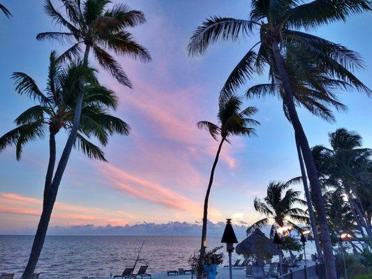 Sunset from outdoor tiki bar.