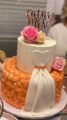 Bridal gown wedding cake. Beautiful!