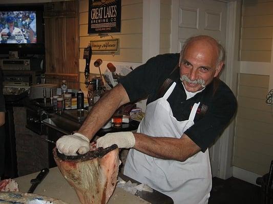 Joe Spera from Al's Market cuts up a loin for the Steak Class!