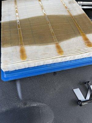 Air filter soaked in oil