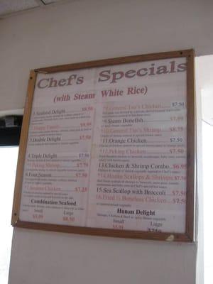 the menu board (touting the mostly "Chinese" Chef's Specials)