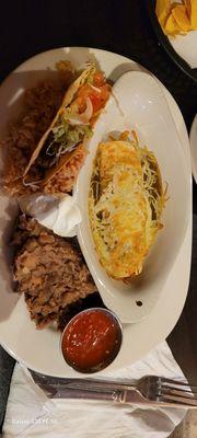 Combo plate,cheese enchilada, beef taco.