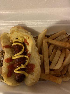 Hotdog and fries