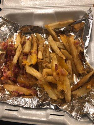 This is supposed to be bacon cheese French fries.