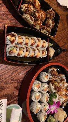 Putter Roll, Birdie Roll, Philly Roll, Soft Shell Crab Tempura