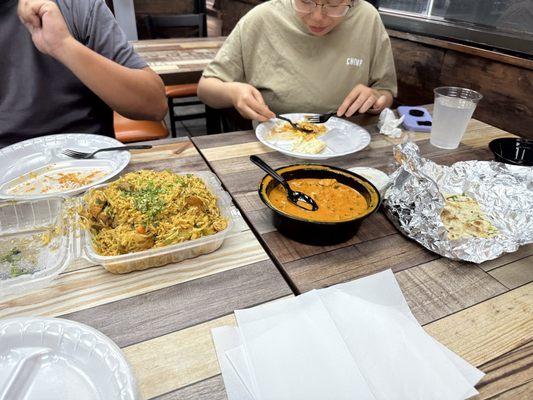 Chicken Biryani, Chicken Tikka Masala, Garlic Naan