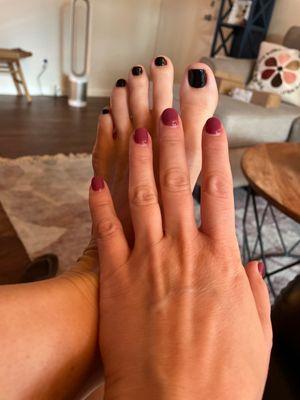 Regular pedicure and dip manicure!