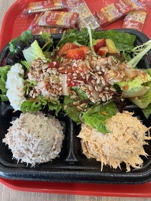 Create your own salad combo... with Chicken Chipotle & Almond Salad & Mexican Tuna Salad with a side salad.