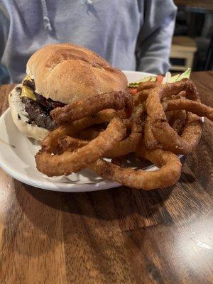 Onion rings burger