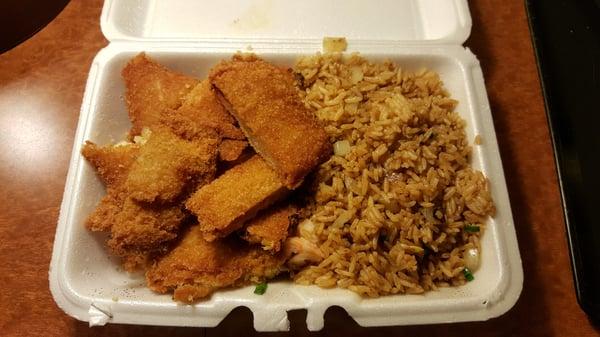 Fried Fish with shrimp fried rice... $6.55 plus $2.20 for shrimp fried rice