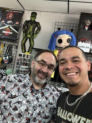 With the coolest horror owner ever!