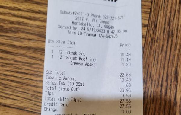 $12 for a bread sandwich. See other pictures