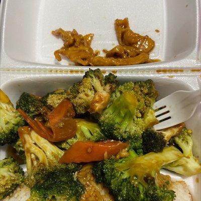 Chicken and broccoli but where the chicken