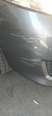 Damage to car from hitting or scraping columns in the garage