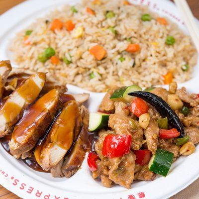 Kung Pao Chicken and Grilled Teriyaki Chicken Plate