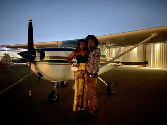 Us in front of the plane we flew in.