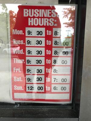 The hours on here are correct. The one on Yelp appear to be out of date.