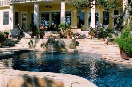 Boerne, Texas   18,665 Gallon Freeform Pool with Spa  18' X 34' Custom Gunite Pool with Flagstone Decking...