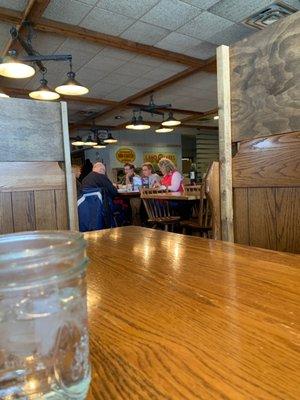 There is a good crew eating breakfast at Machine Shed today.