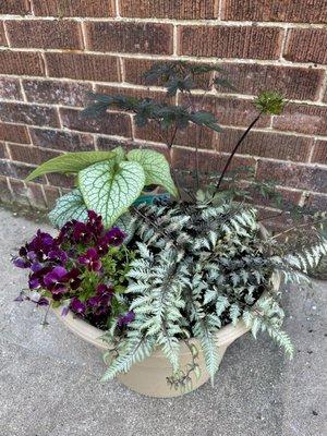 Foliage container of perennials can also be planted in the ground at the end of each season or when you want a refresh