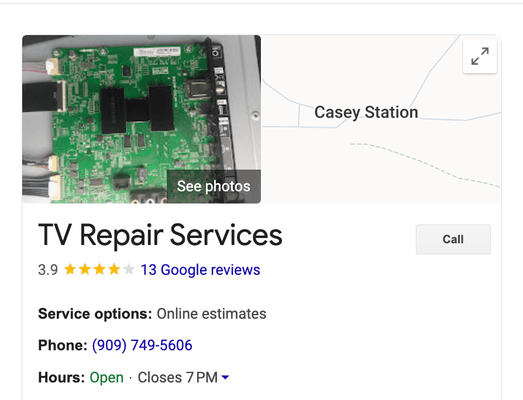 Check out our previous reviews on Google! (formerly under 'Tv Repair Services')