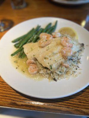 Haddock/w shrimp scampi over wild rice /w green beans  Baked Haddock with Rock Shrimp Scampi (*GF*)