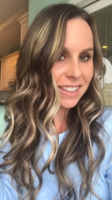 Brunette with blonde highlights