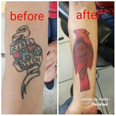 Before and after cover up tattoos by Marty