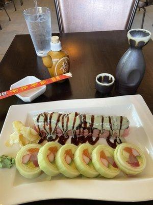 Blackened Tuna Roll & Cucumber Sashimi Cucumber Roll Dish