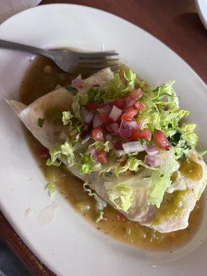 Campechano Burrito with green chili sauce!