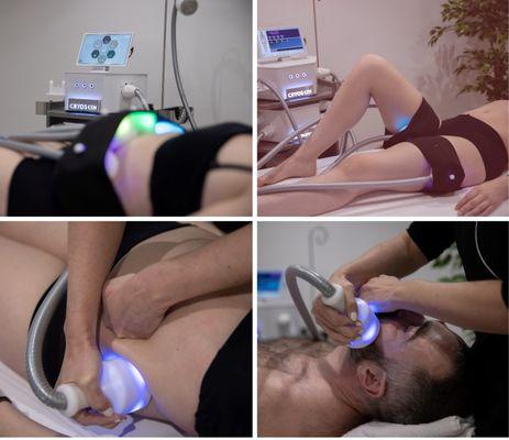 Cryoskin services for both face and body.  Tone, tighten, slim and lift with this non-invasive treatment.