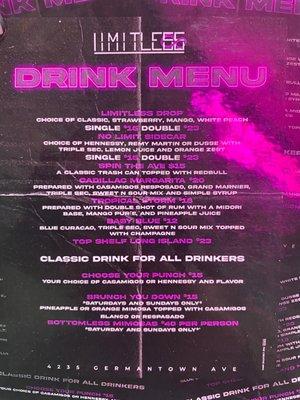 Drink menu