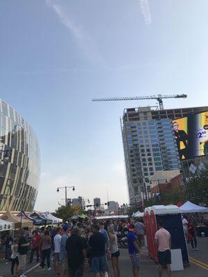 Beerfest in the blocked-off street in Power & Light District