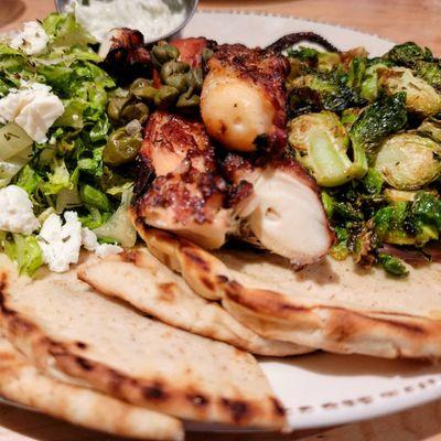 Grilled Octopus Platter with roasted Brussel sprouts