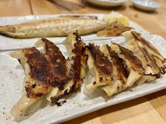 Grilled saba and gyoza