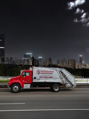 Santaguida Sanitation's newest truck during a weekly commercial route.